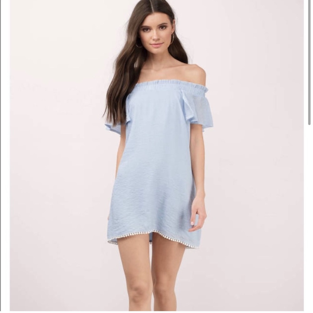 Tobi Off the Shoulder Light Blue Dress